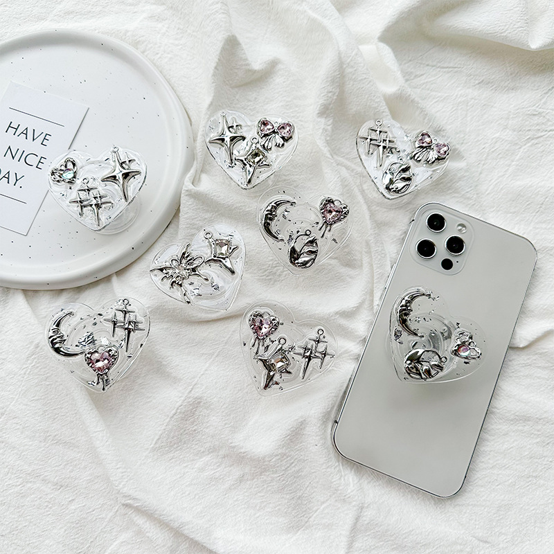 Phone Accessories And Gadgets - Clear Heart Phone Grip Holder Back